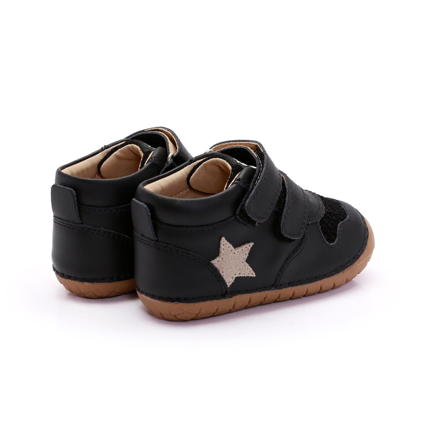 Old Soles 4110 Team Pave kids leather shoe in Black and Sand Suede with pave detail