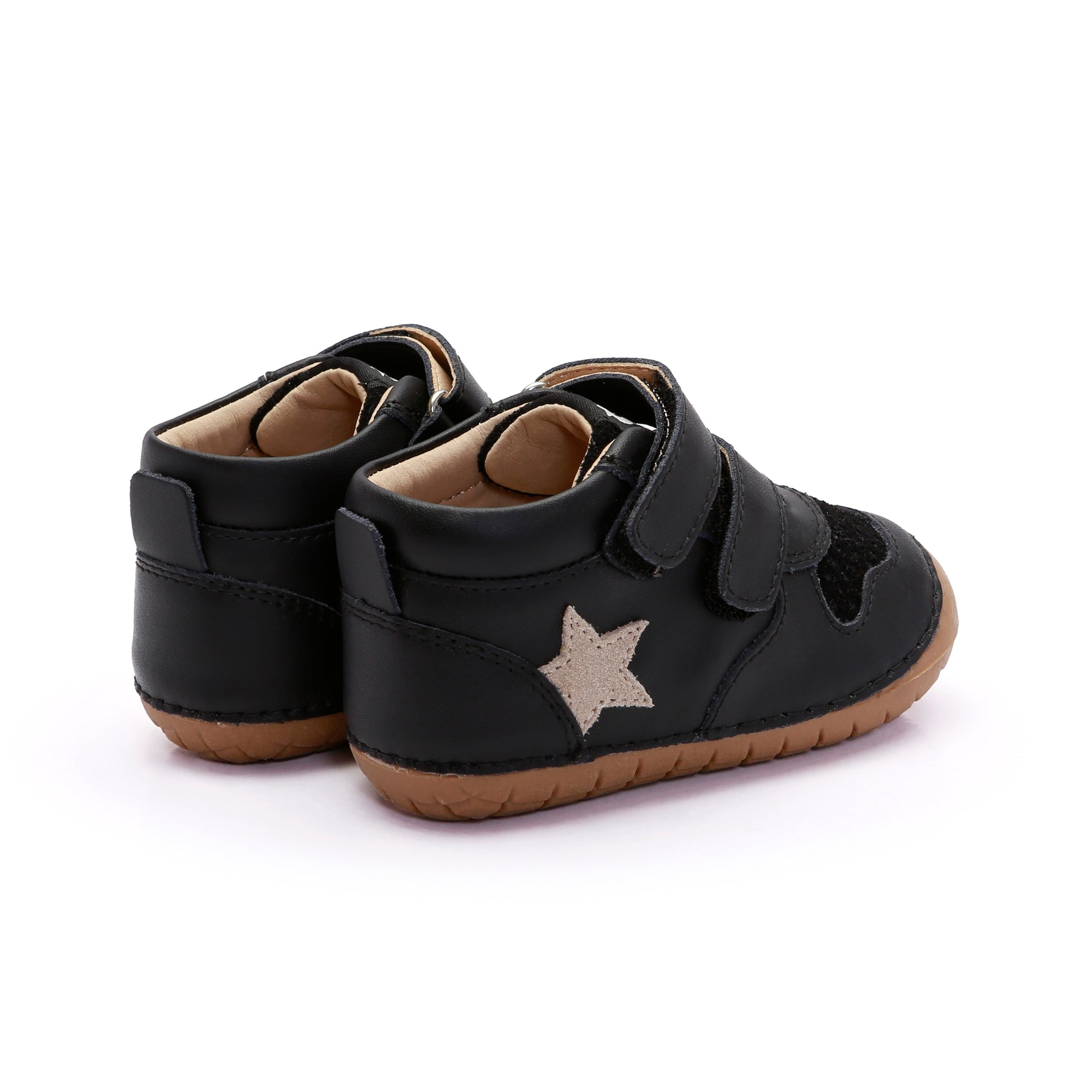 Old Soles 4110 Team Pave kids leather shoe in Black and Sand Suede with pave detail