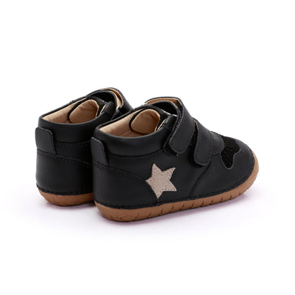 Old Soles 4110 Team Pave kids leather shoe in Black and Sand Suede with pave detail