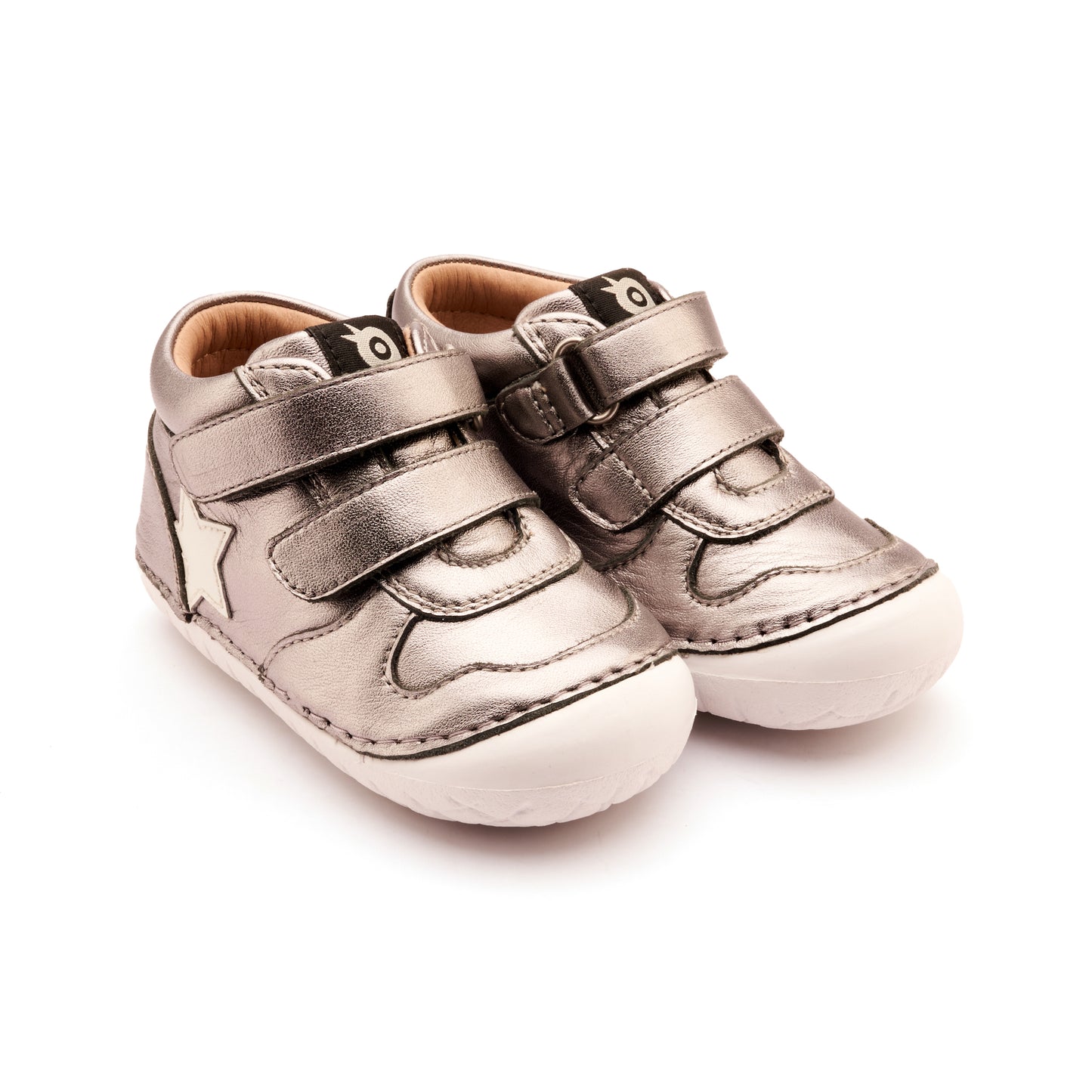 Old Soles 4110 Team Pave kids leather shoe in Rich Silver and Nacardo Blanco with pave detail