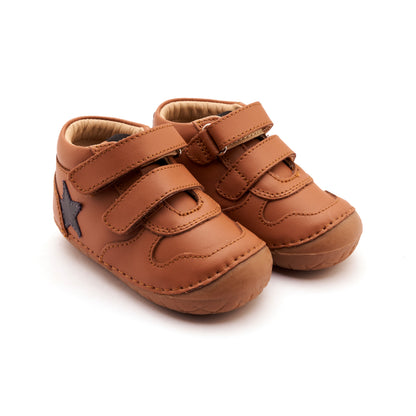 Old Soles 4110 Team Pave kids leather shoe in Tan and Navy with pave detail