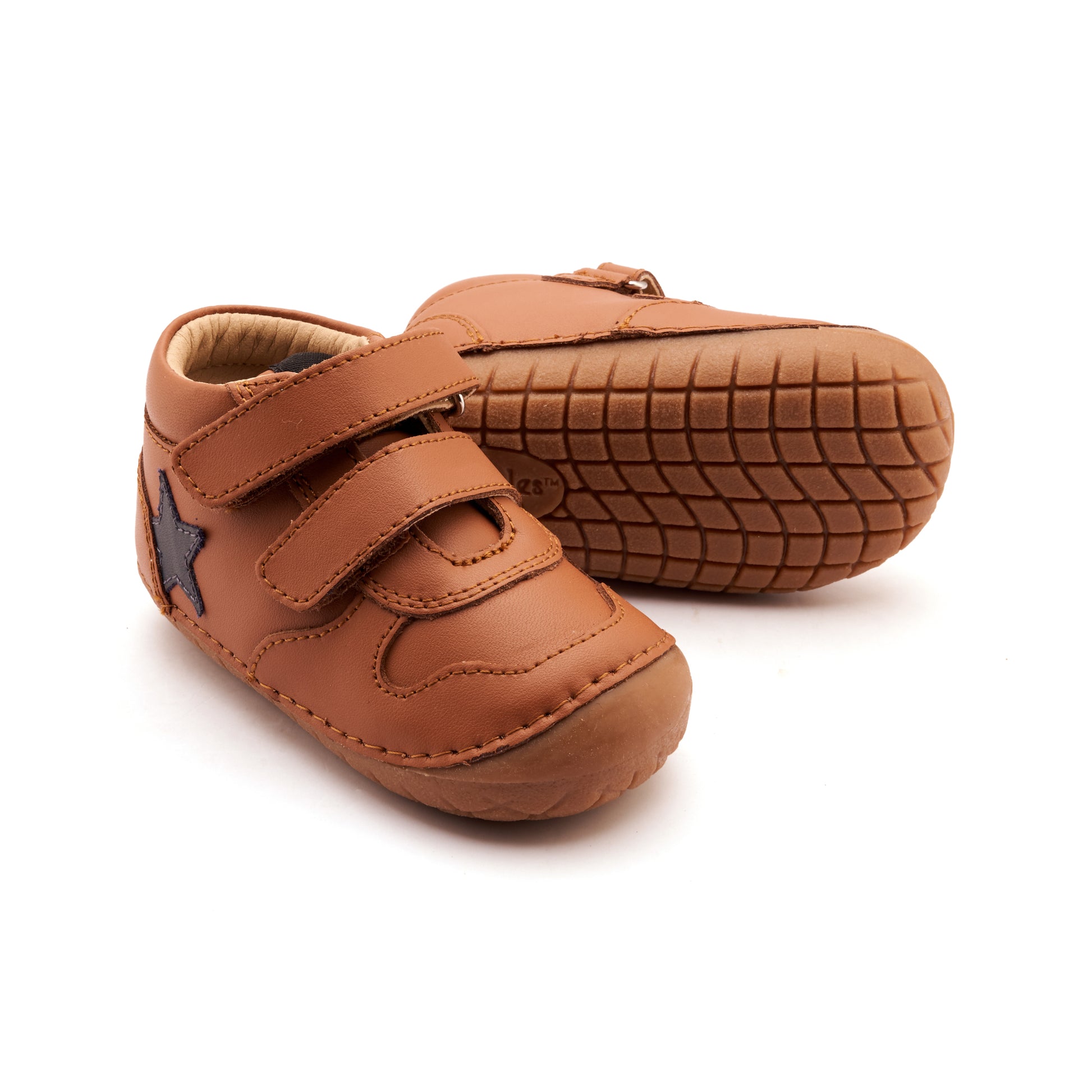 Old Soles 4110 Team Pave kids leather shoe in Tan and Navy with pave detail