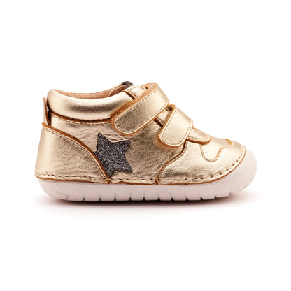 Old Soles 4110 Team Pave kids leather shoe in Titanium and Glam Gunmetal with pave detail