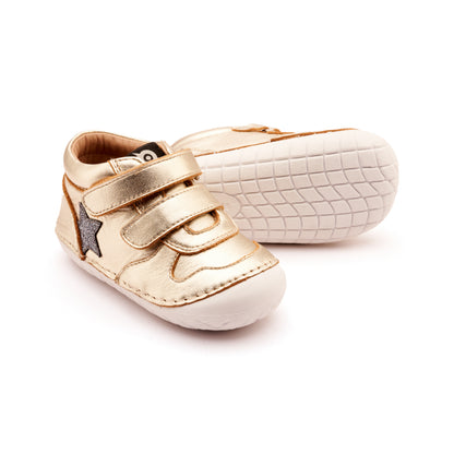 Old Soles 4110 Team Pave kids leather shoe in Titanium and Glam Gunmetal with pave detail