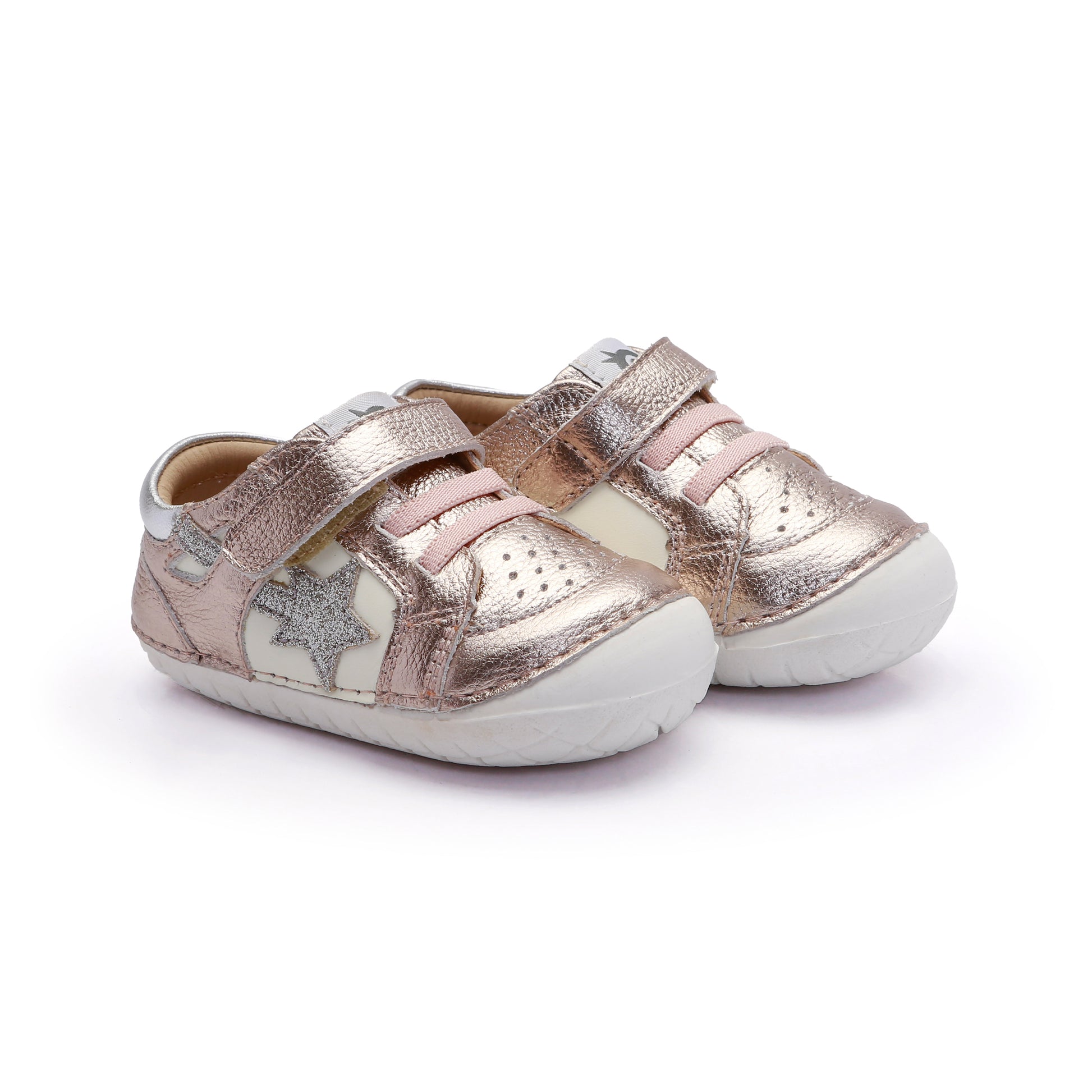 Old Soles 4114 Pavesta kids leather shoe in Metal Lychee and Glam Argent with pave detail