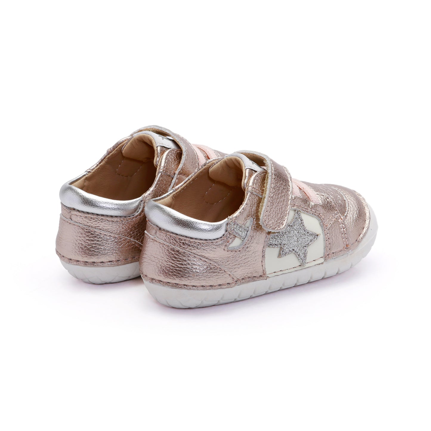 Old Soles 4114 Pavesta kids leather shoe in Metal Lychee and Glam Argent with pave detail