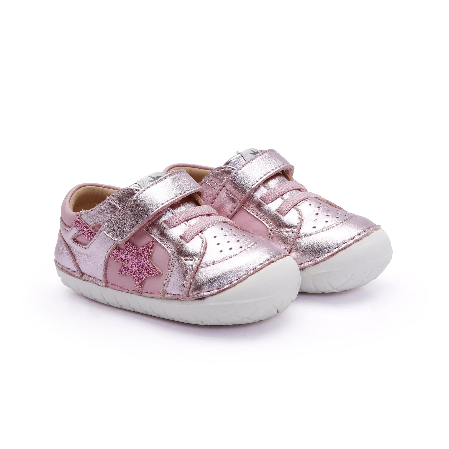 Old Soles 4114 Pavesta kids leather shoe in Millet Pink and Glam Pink with pave detail