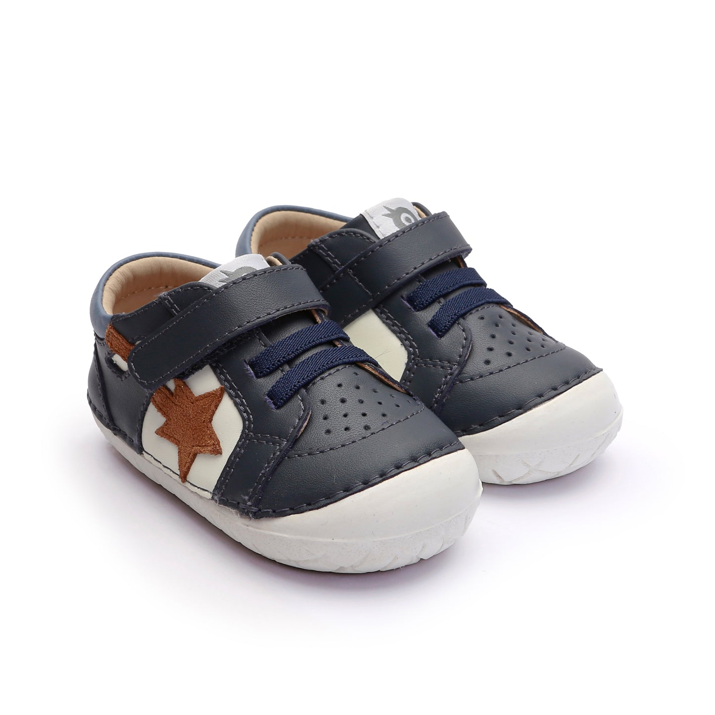 Old Soles 4114 Pavesta kids leather shoe in Navy and Tan Suede with pave detail
