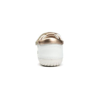 Old Soles 4114 Pavesta kids leather shoe in Snow, Copper, and Glam Argent with pave detail
