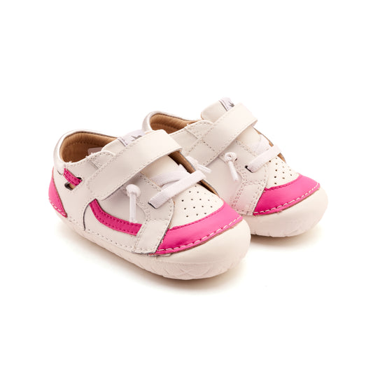 Old Soles 4117 Windy Pave kids leather shoe in Snow, Rosy, and Silver with pave detail