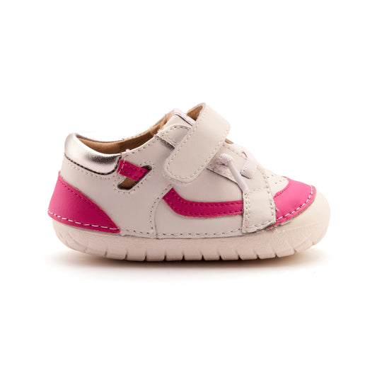 Old Soles 4117 Windy Pave kids leather shoe in Snow, Rosy, and Silver with pave detail
