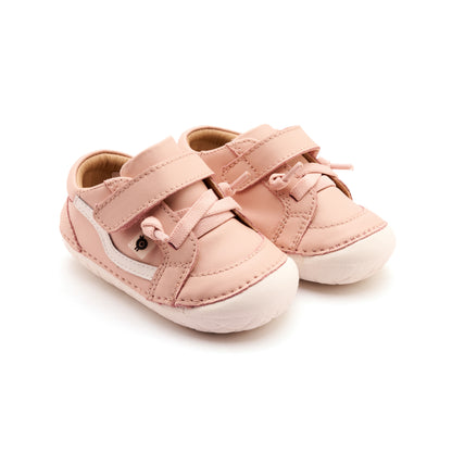 Old Soles 4122 Pave Squiggle kids leather shoe in Powder Pink and Snow with pave detail