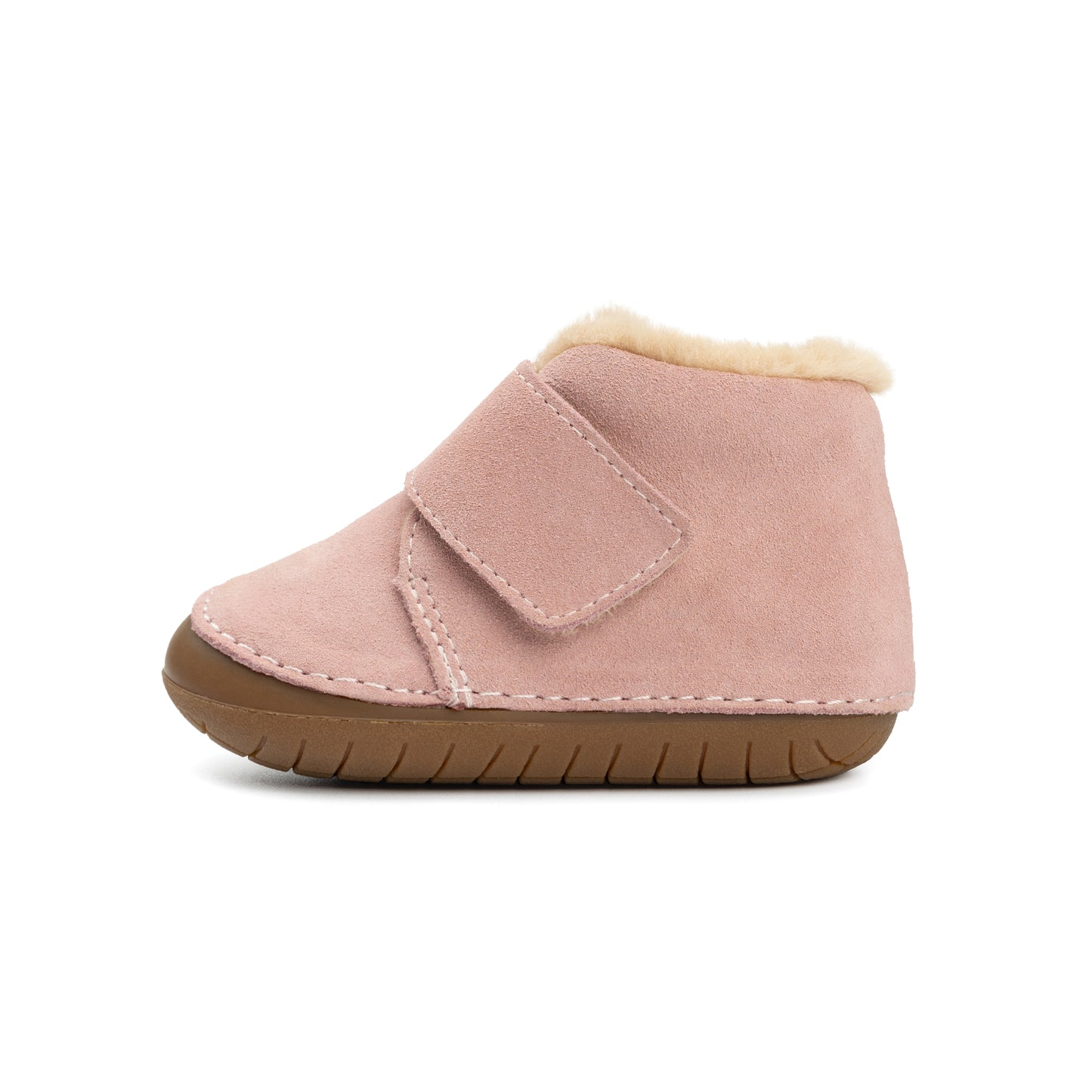 Old Soles 4124 Shloofy Pave kids leather shoe in Pastel Pink Suede with soft sole detail