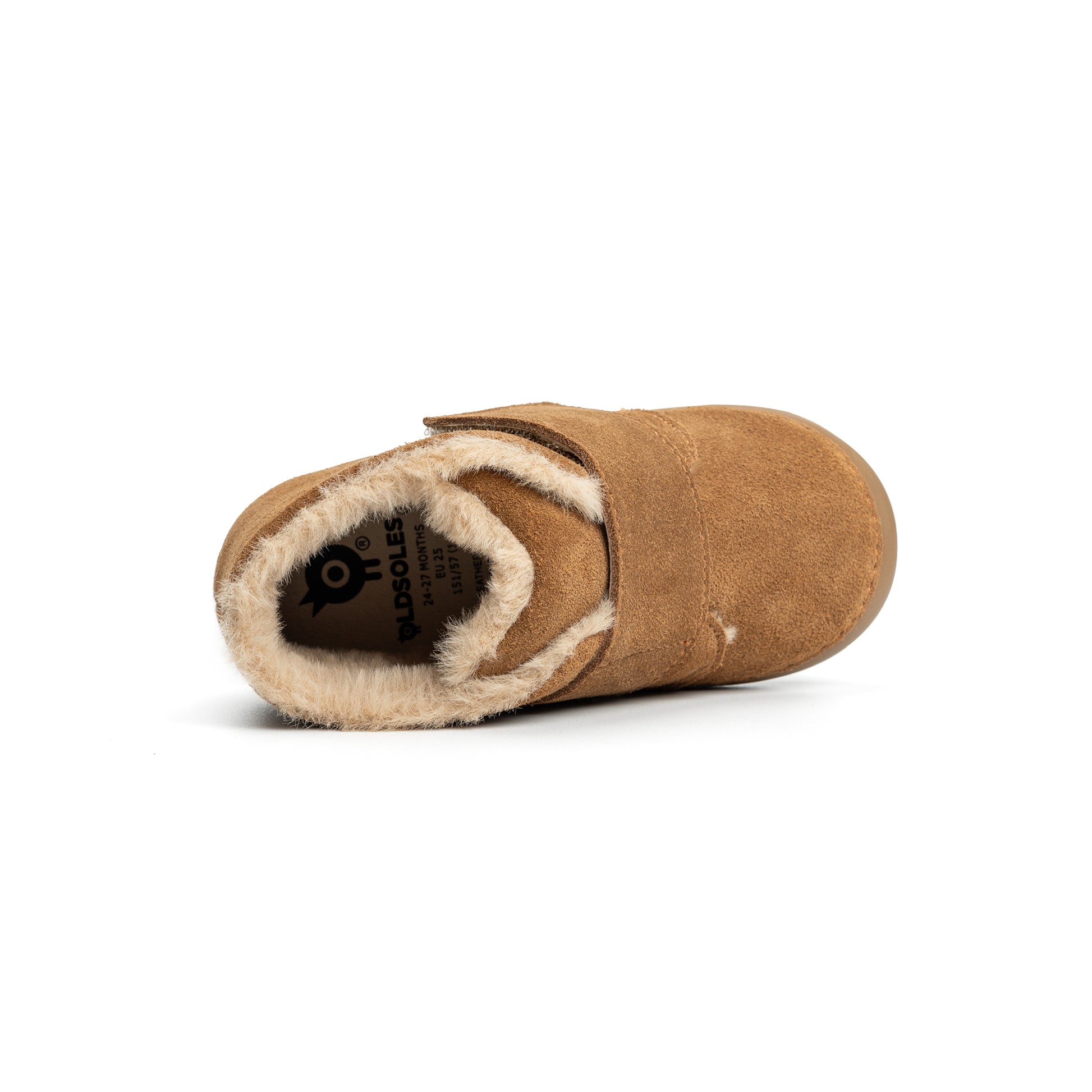 Old Soles 4124 Shloofy Pave kids leather shoe in Tan Suede with soft sole detail