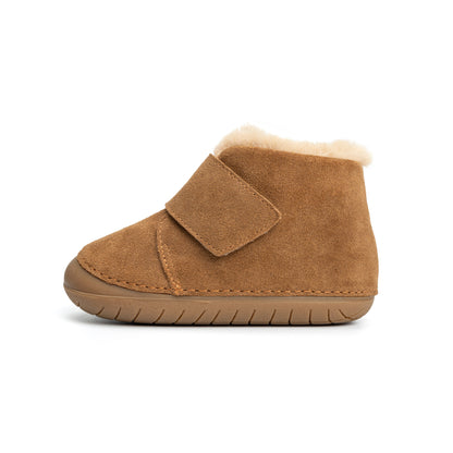 Old Soles 4124 Shloofy Pave kids leather shoe in Tan Suede with soft sole detail