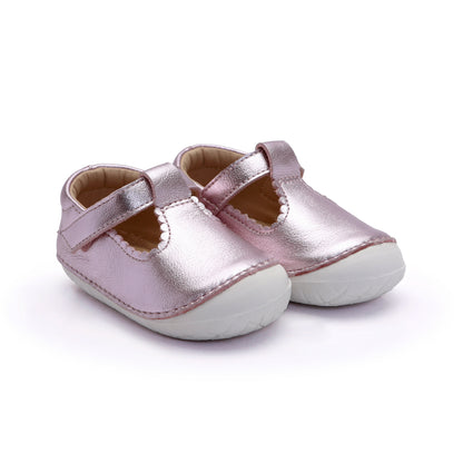 Old Soles 4125 Pave Classic-T kids leather shoe in Millet Pink with pave detail