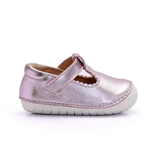 Old Soles 4125 Pave Classic-T kids leather shoe in Millet Pink with pave detail
