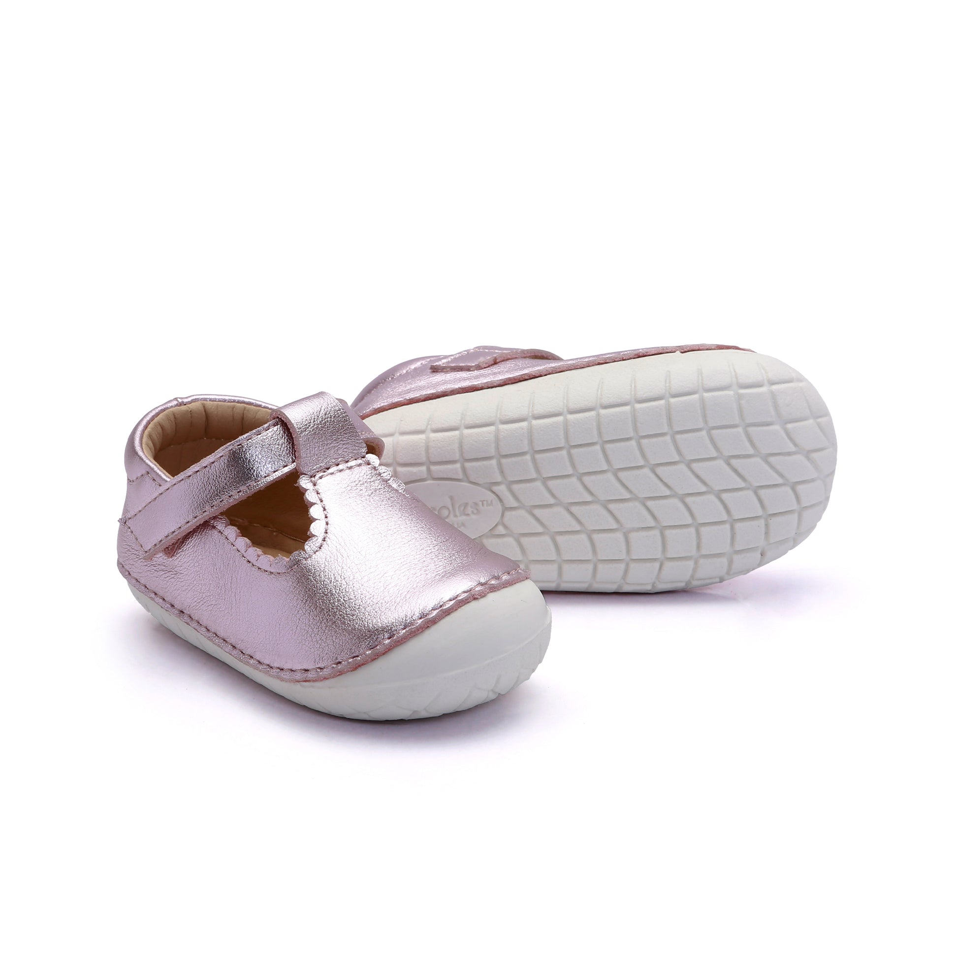 Old Soles 4125 Pave Classic-T kids leather shoe in Millet Pink with pave detail