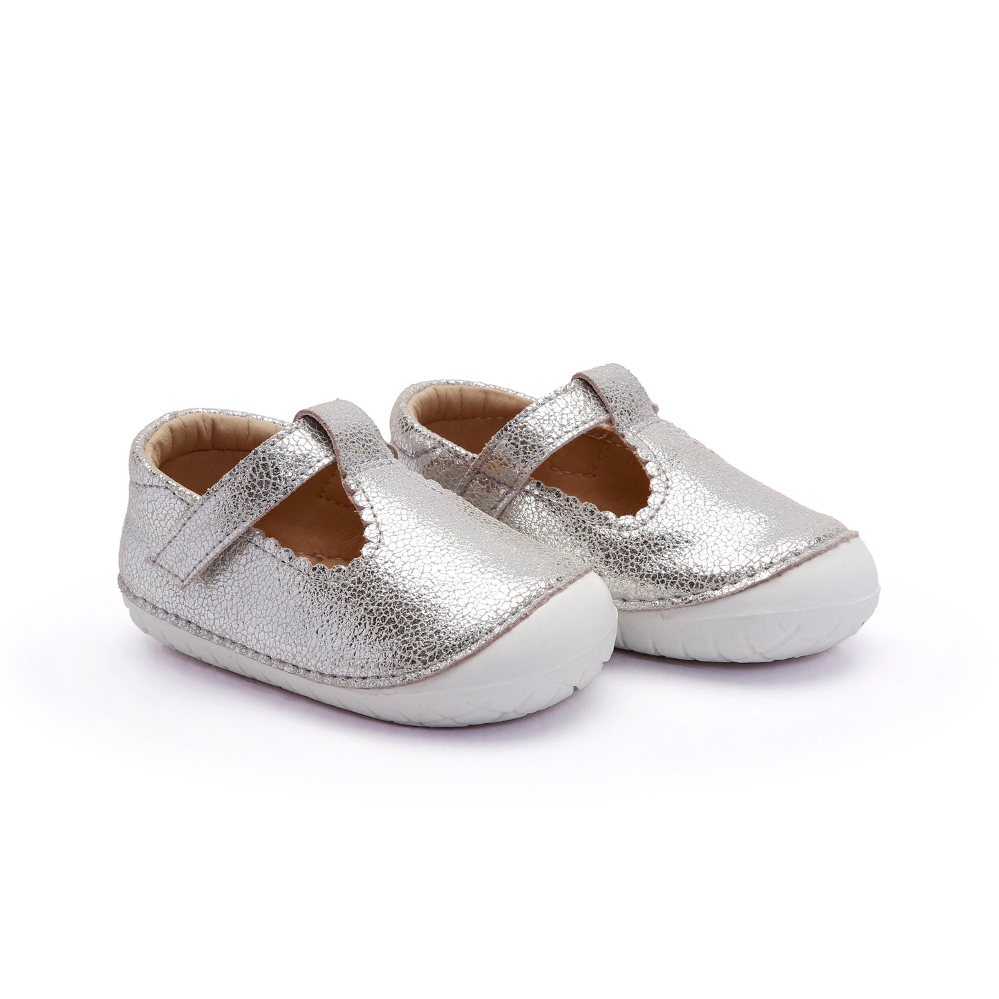 Old Soles 4125 Pave Classic-T kids leather shoe in Silver Crackle with pave detail