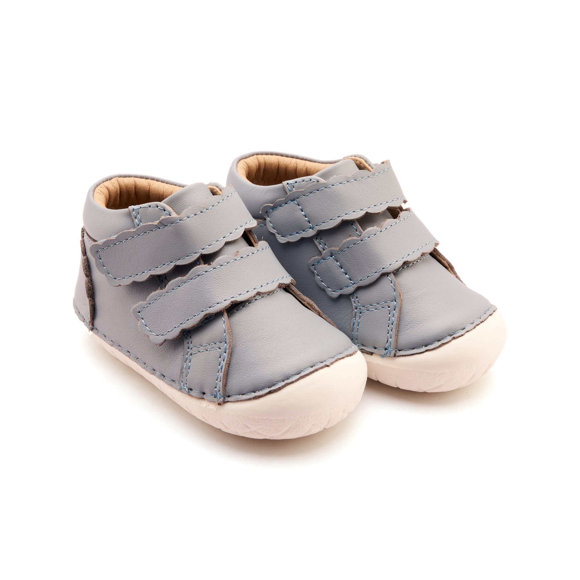 Old Soles 4127 Pave Shade kids leather shoe in Dusty Blue and Snow with pave detail