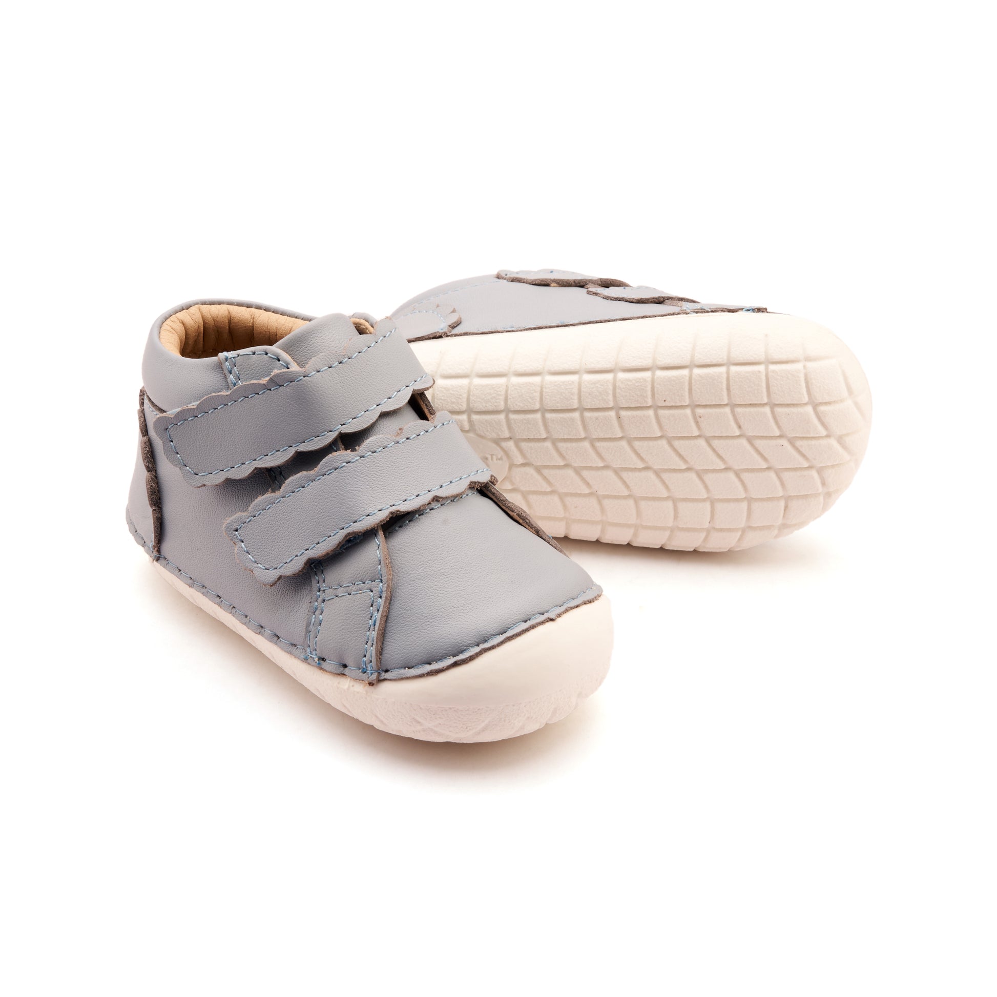Old Soles 4127 Pave Shade kids leather shoe in Dusty Blue and Snow with pave detail