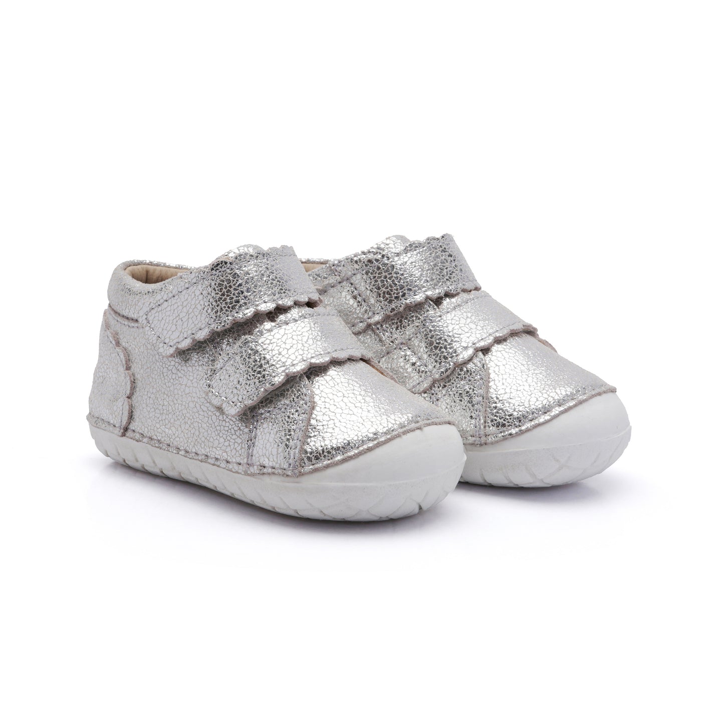 Old Soles 4127 Pave Shade kids leather shoe in Silver Crackle with pave detail
