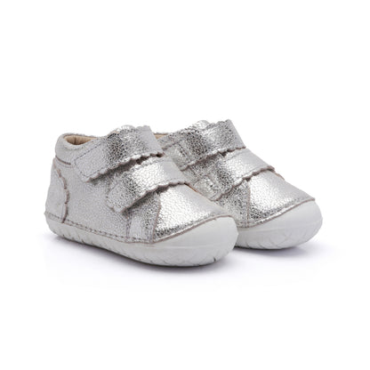 Old Soles 4127 Pave Shade kids leather shoe in Silver Crackle with pave detail