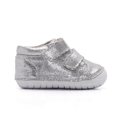 Old Soles 4127 Pave Shade kids leather shoe in Silver Crackle with pave detail
