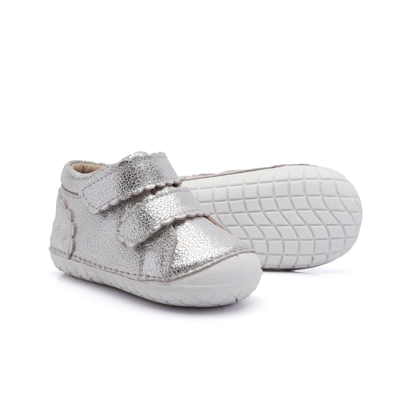 Old Soles 4127 Pave Shade kids leather shoe in Silver Crackle with pave detail