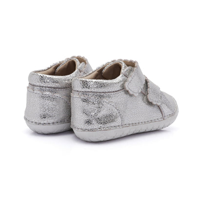 Old Soles 4127 Pave Shade kids leather shoe in Silver Crackle with pave detail