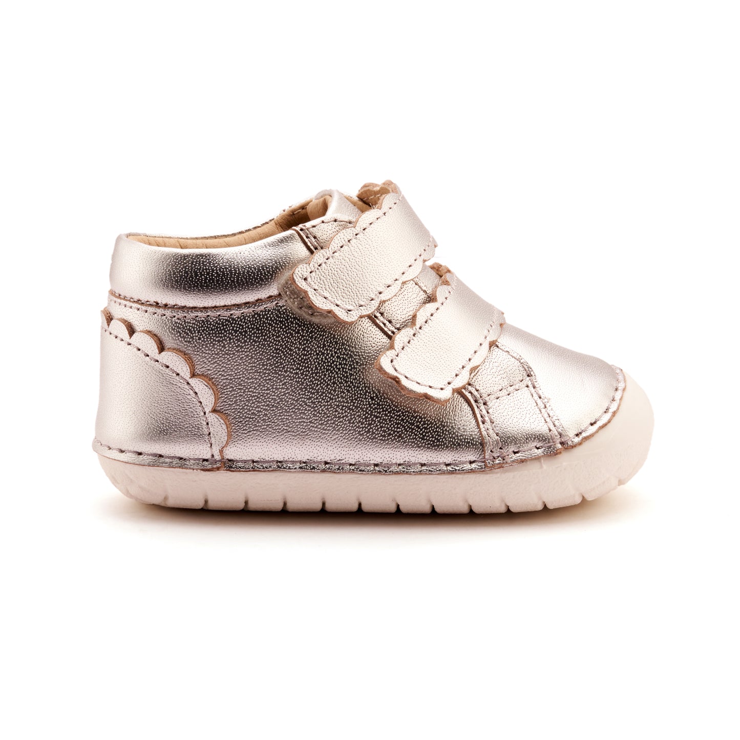 Old Soles 4127 Pave Shade kids leather shoe in Silver and Snow with pave detail