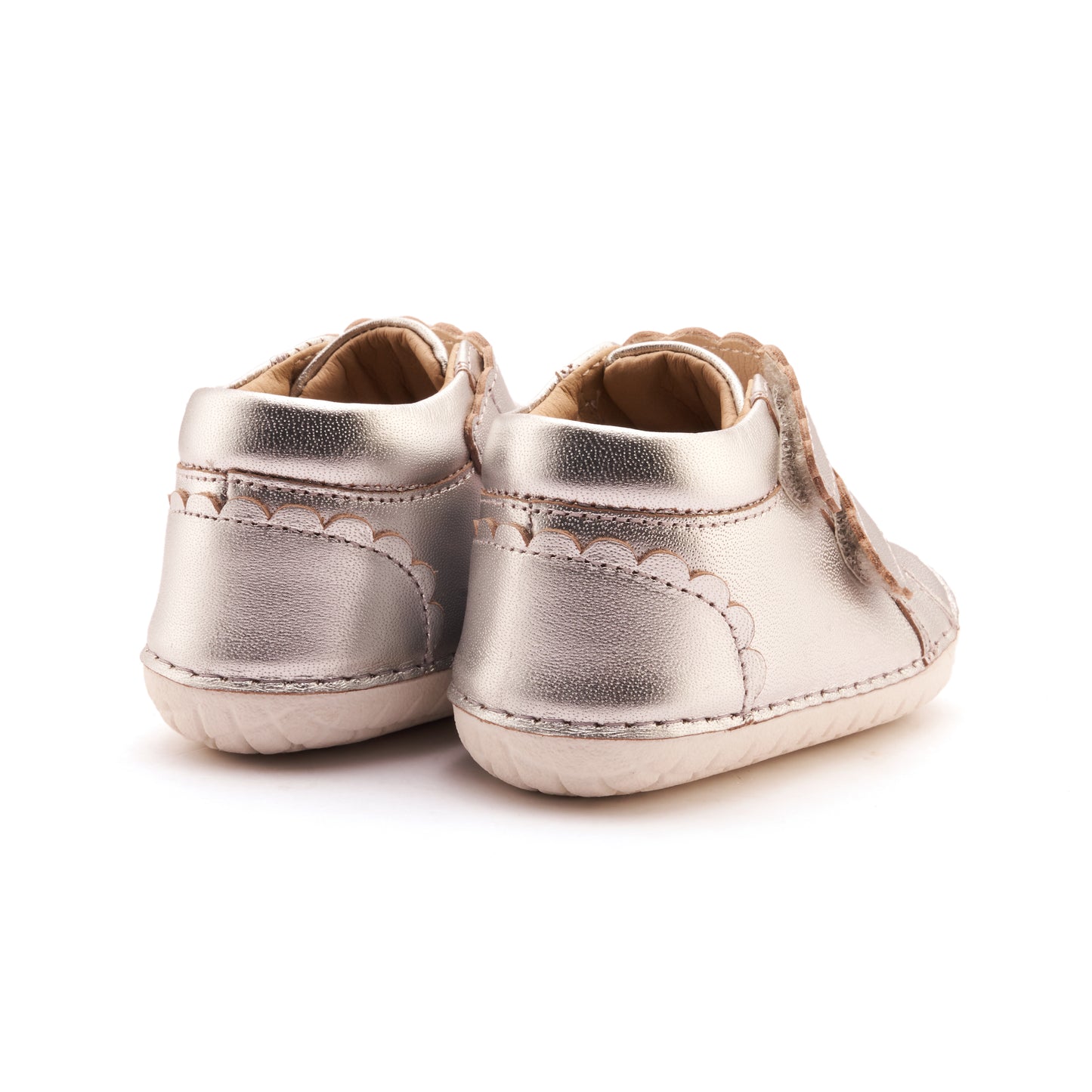 Old Soles 4127 Pave Shade kids leather shoe in Silver and Snow with pave detail
