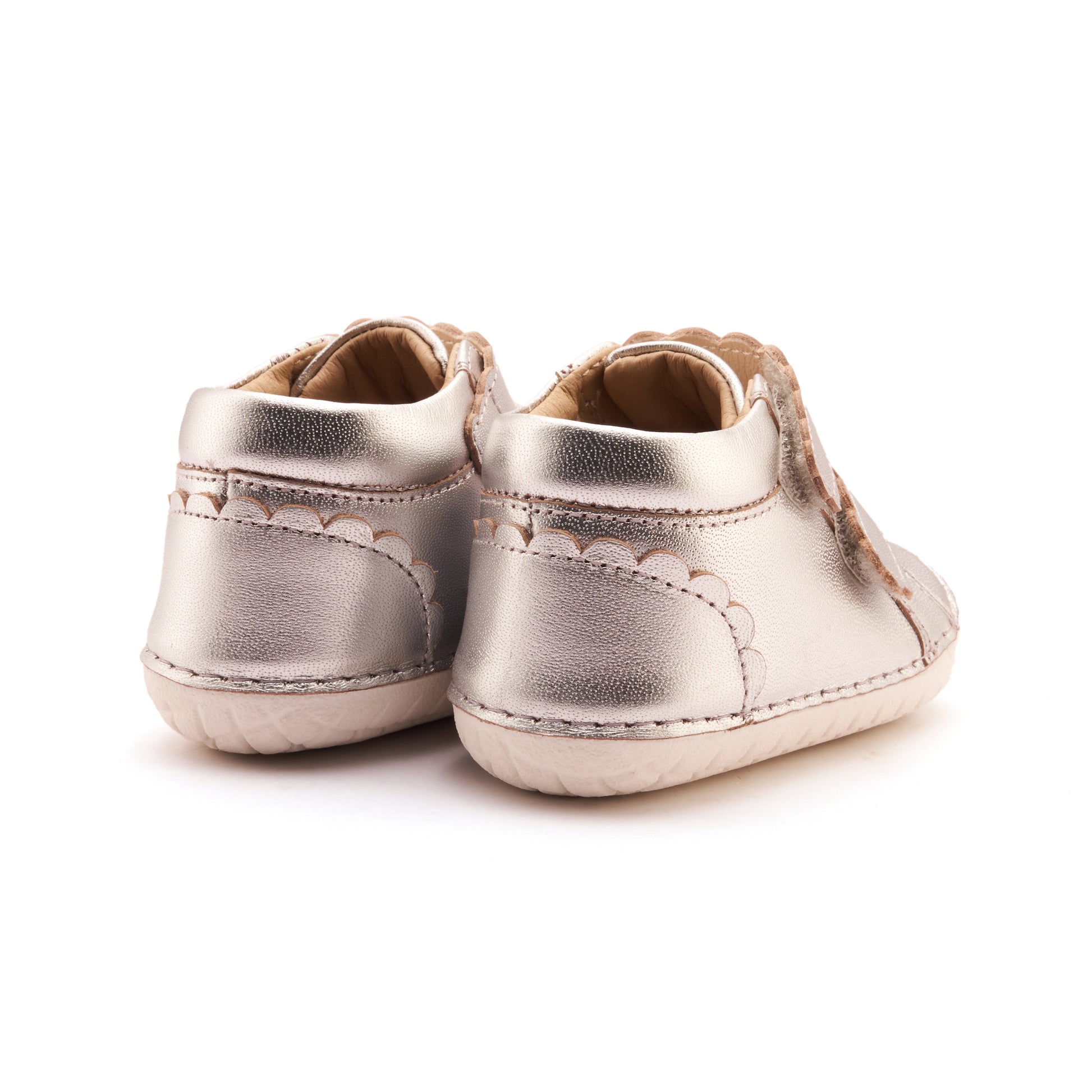 Old Soles 4127 Pave Shade kids leather shoe in Silver and Snow with pave detail