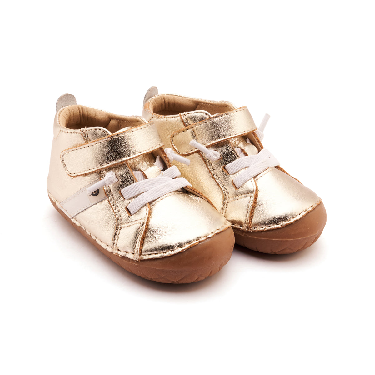 Old Soles 4129 Roadway Pave kids leather shoe in Gold and Snow