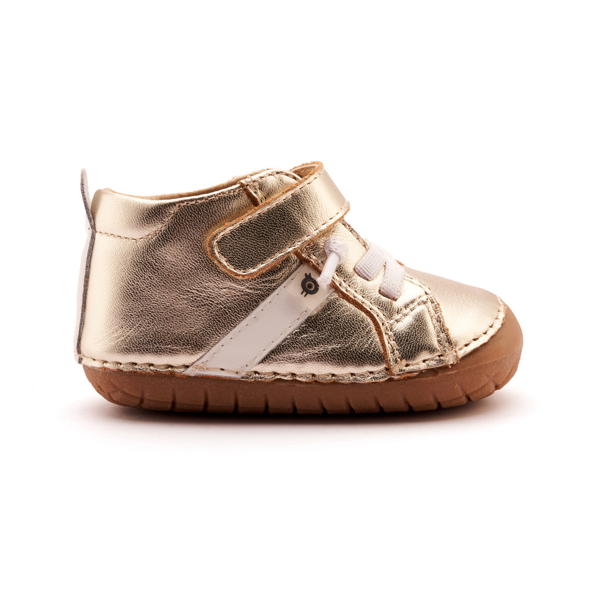 Old Soles 4129 Roadway Pave kids leather shoe in Gold and Snow