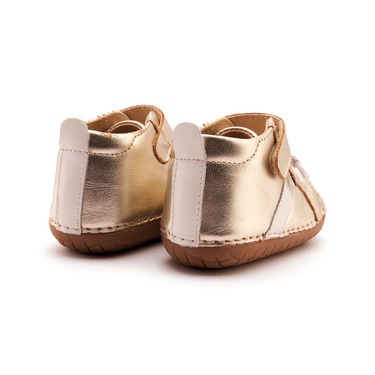 Old Soles 4129 Roadway Pave kids leather shoe in Gold and Snow