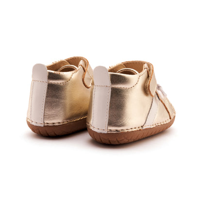 Old Soles 4129 Roadway Pave kids leather shoe in Gold and Snow