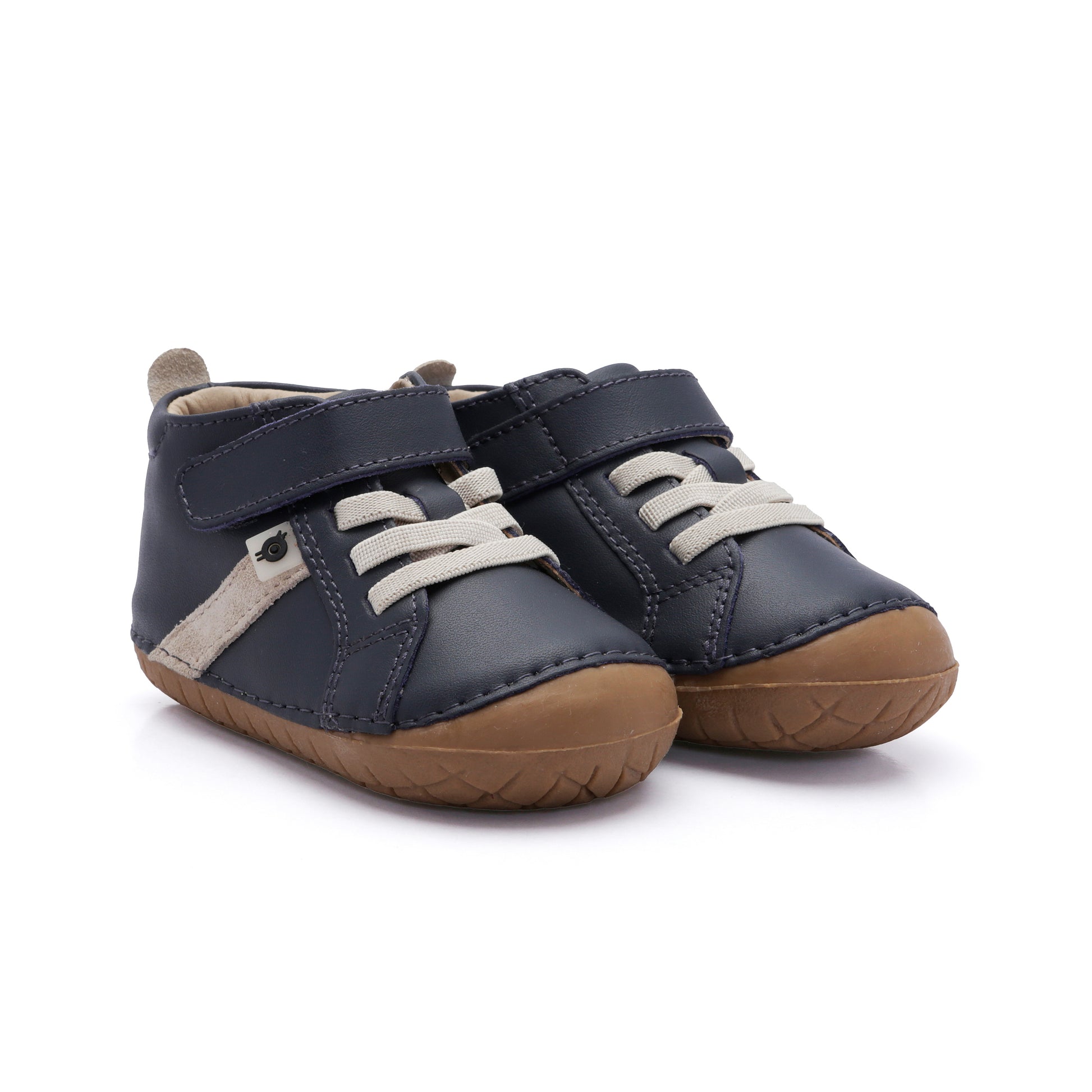 Old Soles 4129 Roadway Pave kids leather shoe in Navy and Sand Suede