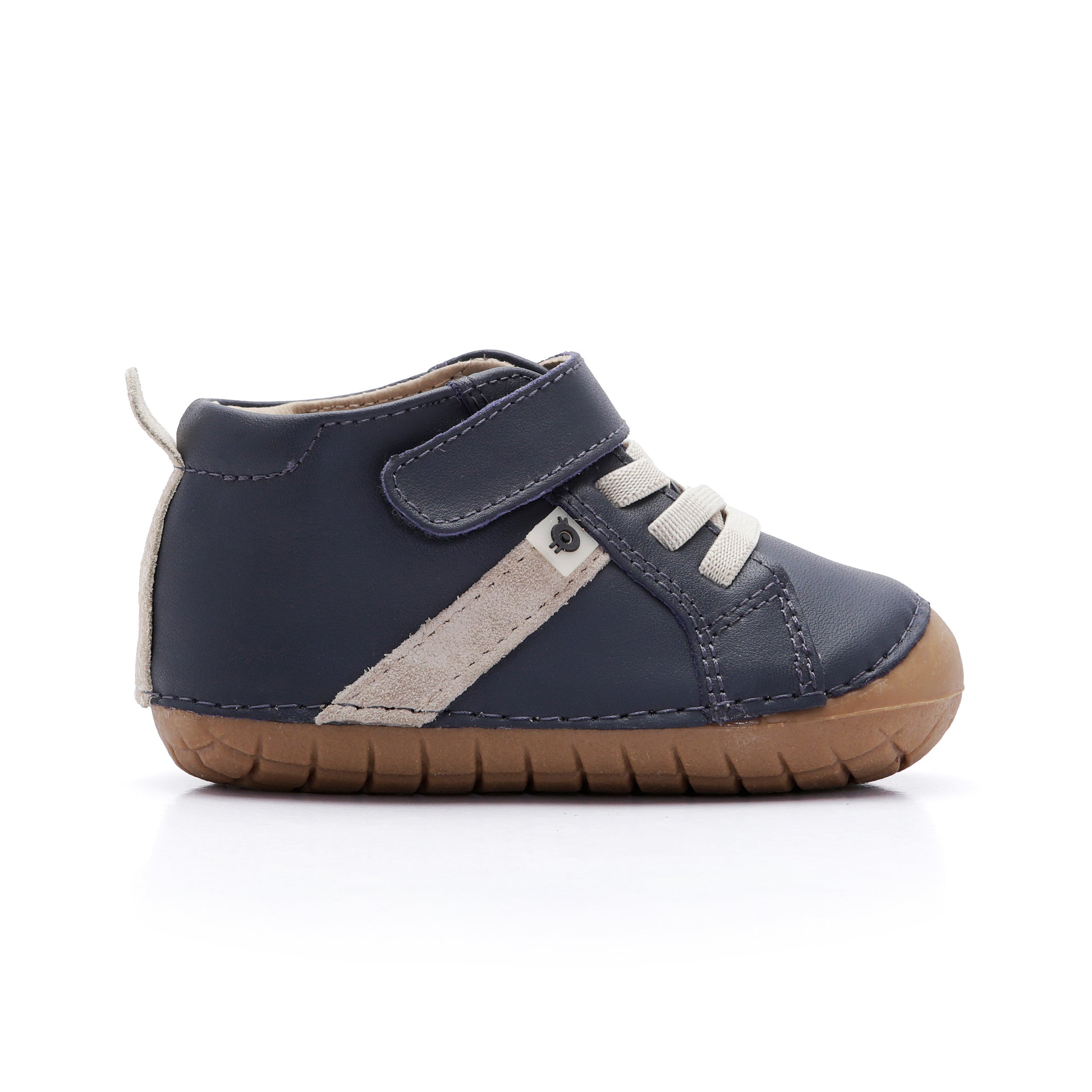 Old Soles 4129 Roadway Pave kids leather shoe in Navy and Sand Suede