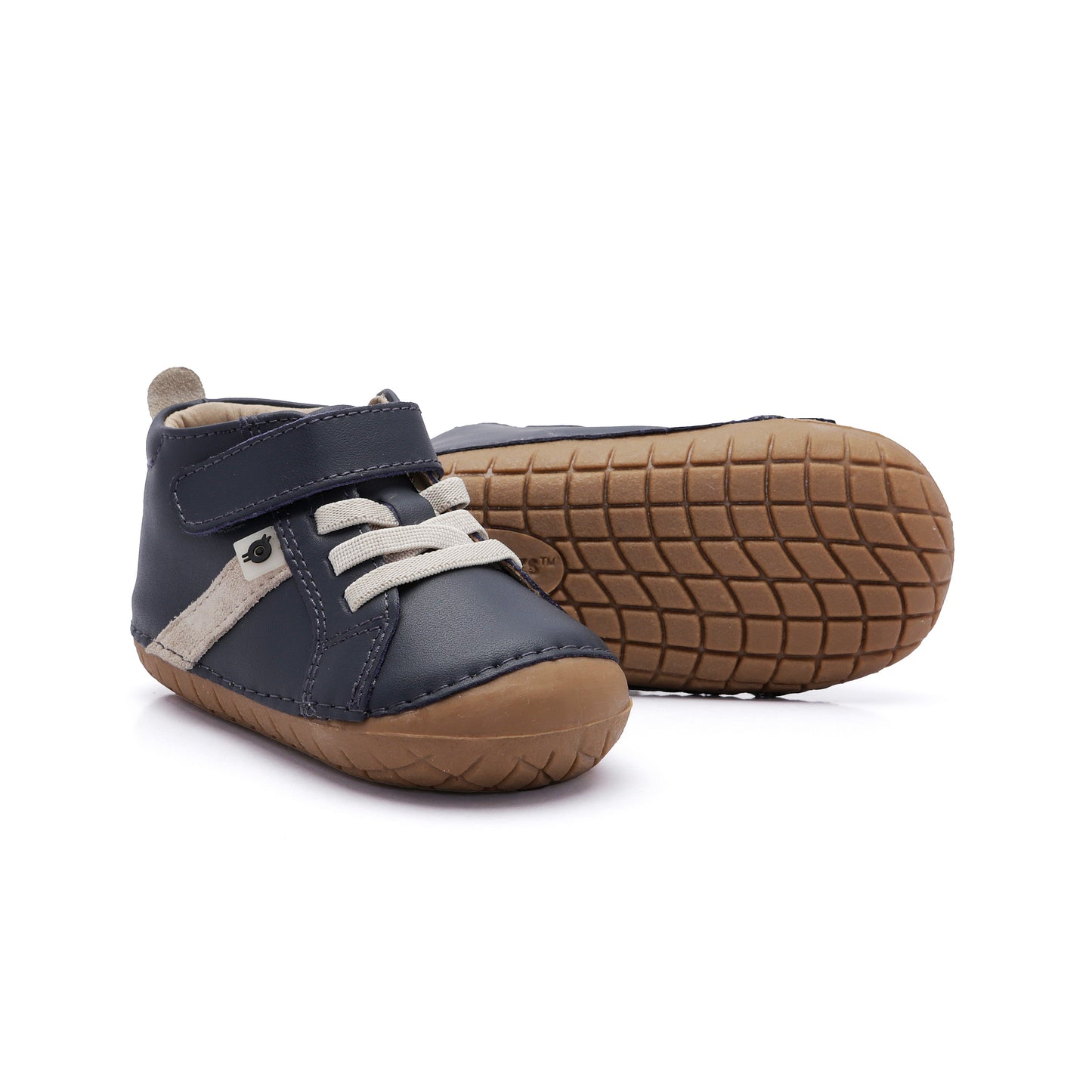 Old Soles 4129 Roadway Pave kids leather shoe in Navy and Sand Suede