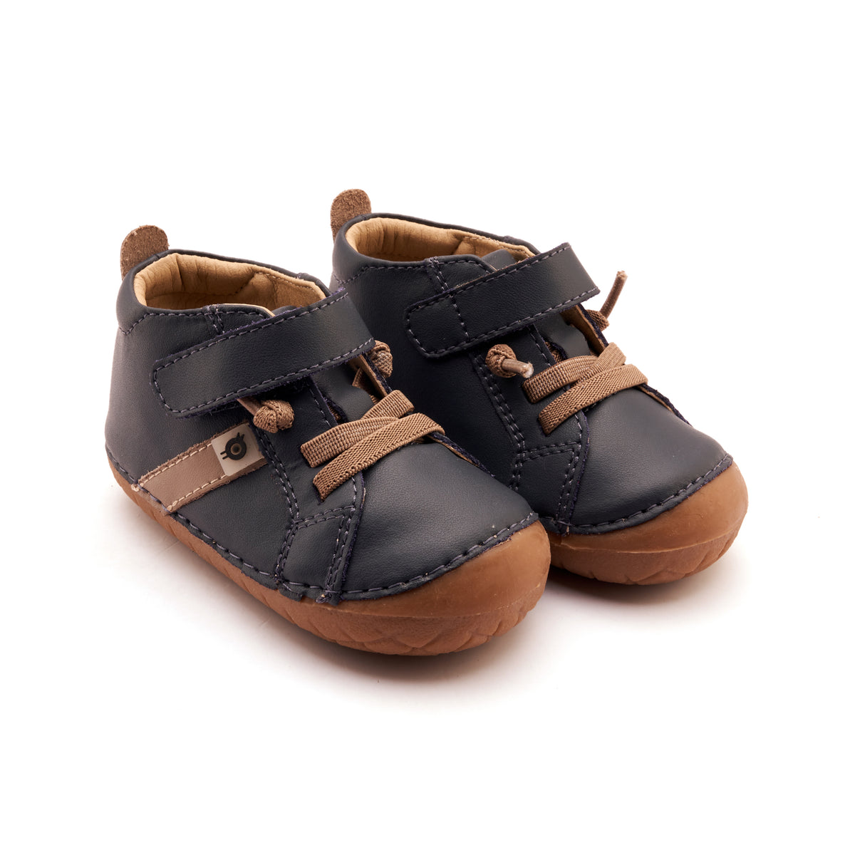 Old Soles 4129 Roadway Pave kids leather shoe in Navy and Taupe