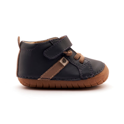 Old Soles 4129 Roadway Pave kids leather shoe in Navy and Taupe