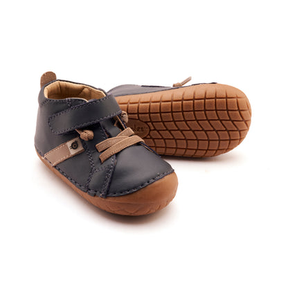 Old Soles 4129 Roadway Pave kids leather shoe in Navy and Taupe