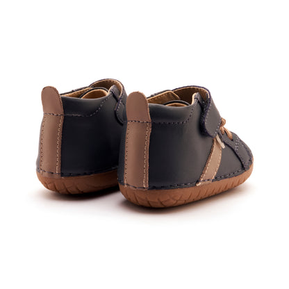 Old Soles 4129 Roadway Pave kids leather shoe in Navy and Taupe