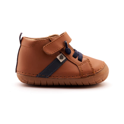 Old Soles 4129 Roadway Pave kids leather shoe in Tan and Navy Suede