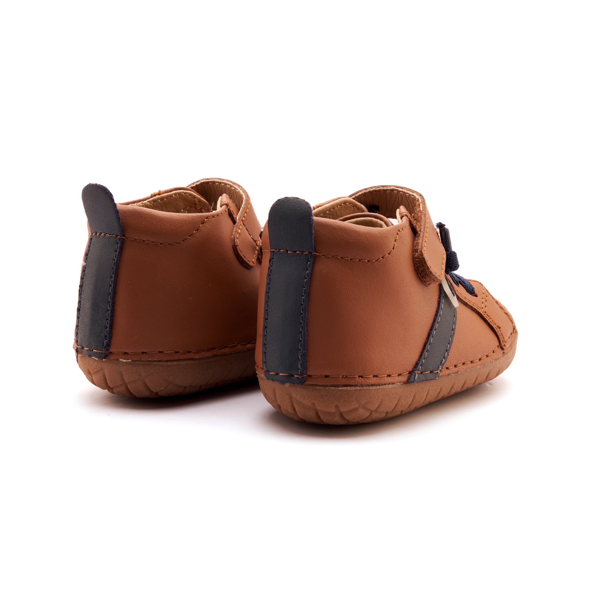 Old Soles 4129 Roadway Pave kids leather shoe in Tan and Navy Suede