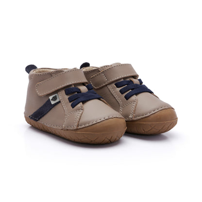 Old Soles 4129 Roadway Pave kids leather shoe in Taupe and Navy Suede