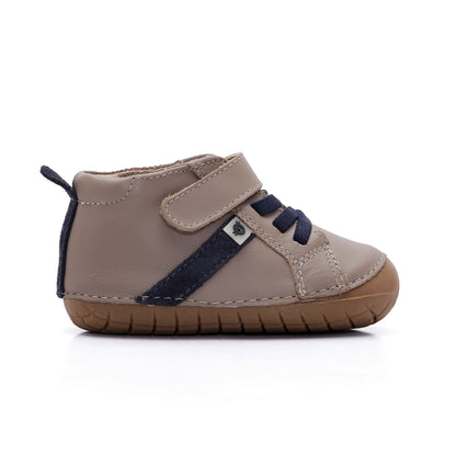 Old Soles 4129 Roadway Pave kids leather shoe in Taupe and Navy Suede