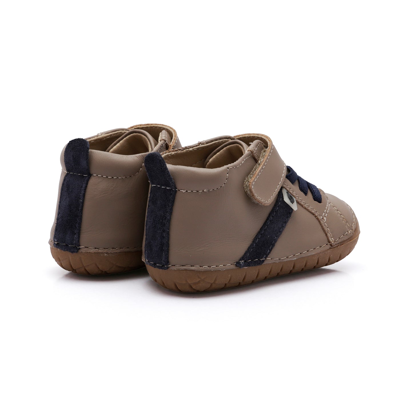Old Soles 4129 Roadway Pave kids leather shoe in Taupe and Navy Suede