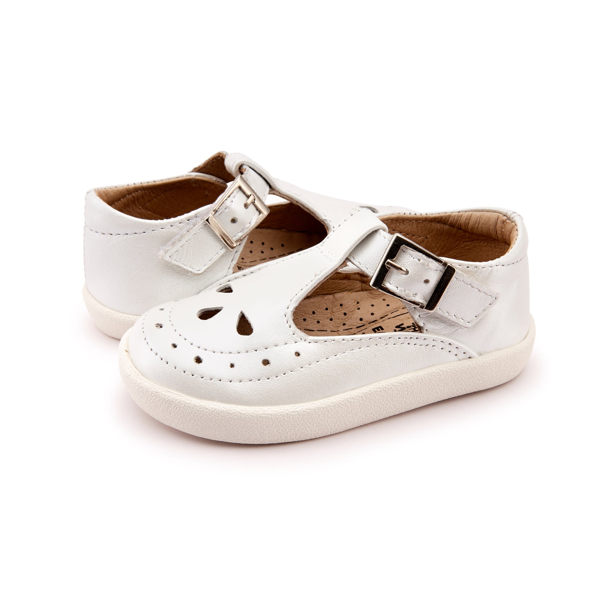 Old Soles 5011 Royal Shoe kids leather shoe in Nacardo Blanco and White Sole with classic detail